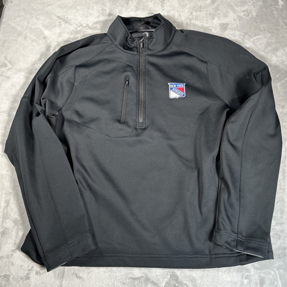 New York Rangers Pullover Mens Large Black Zero Restriction Tour Series 1/4 Zip